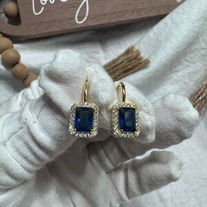 Blue Sapphire CZ Earrings